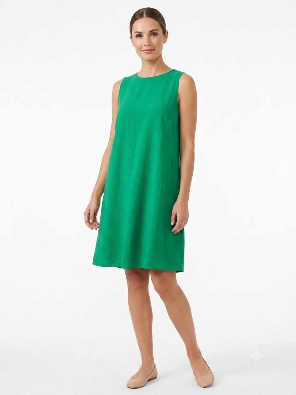 Caramela Emerald Green Sleeveless Shift Dress Large Made in USA